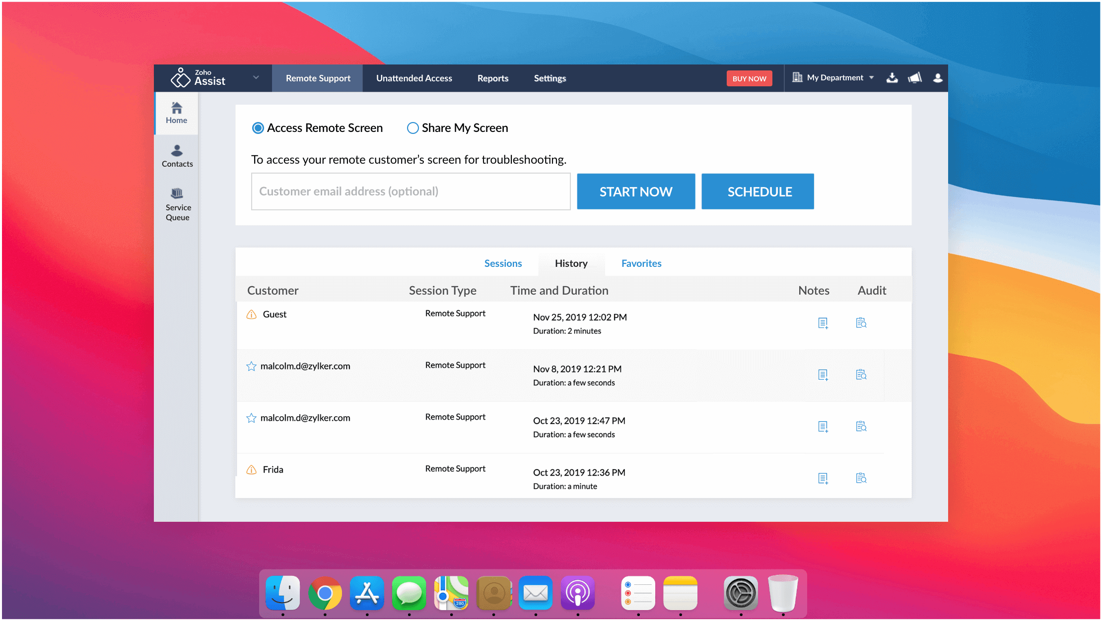 screenshot of Zoho Assist